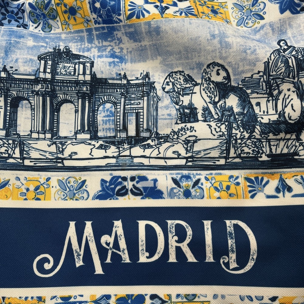 Madrid Print Drawstring Backpack Cloth Sack Bag
