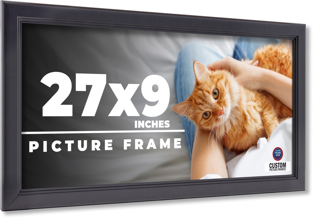 27x9 Frame Black Solid Wood Picture Frame - Complete Modern Photo Frame Includes