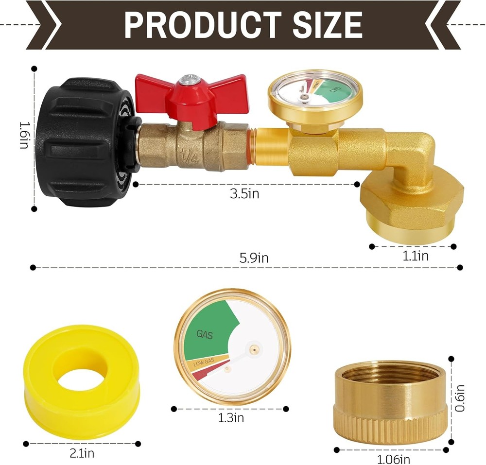 Propane Refill Adapter for 1 LB. Tanks, with 6 caps