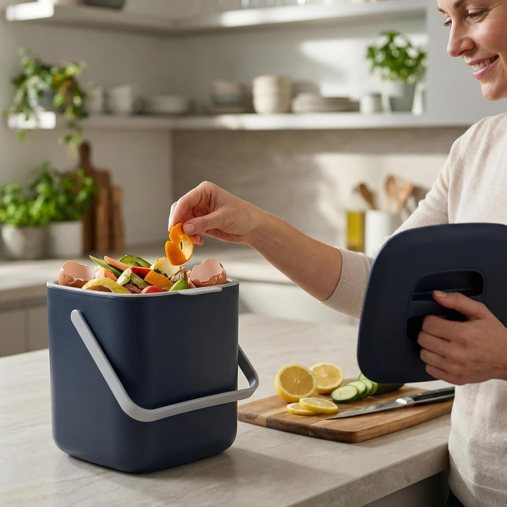 Compost Bin Kitchen Sealed Countertop Compost Bin No Filter Required 0.7Gal