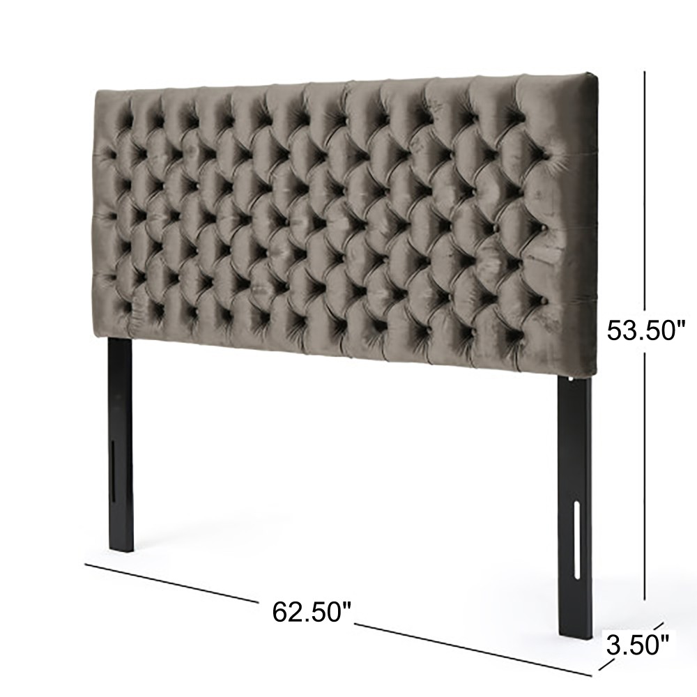 Tufted Upholstered Bed Headboard in Adjustable Solid Wood Head Board