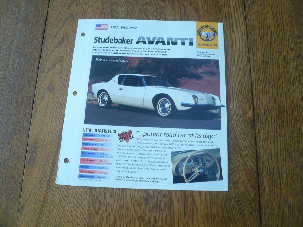 1963 Studebaker Avanti R2 UNIQUE IMP BROCHURE