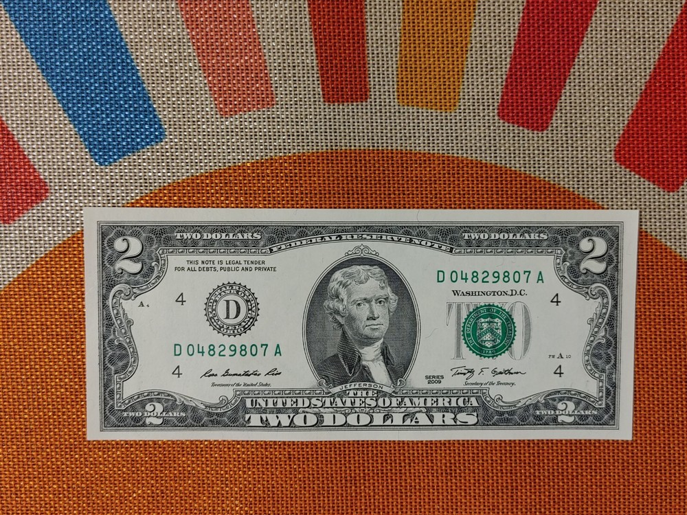 2009 - $2 Two Dollar Bill - D/A DA Cleveland - Print 1 - Uncirculated - BEP
