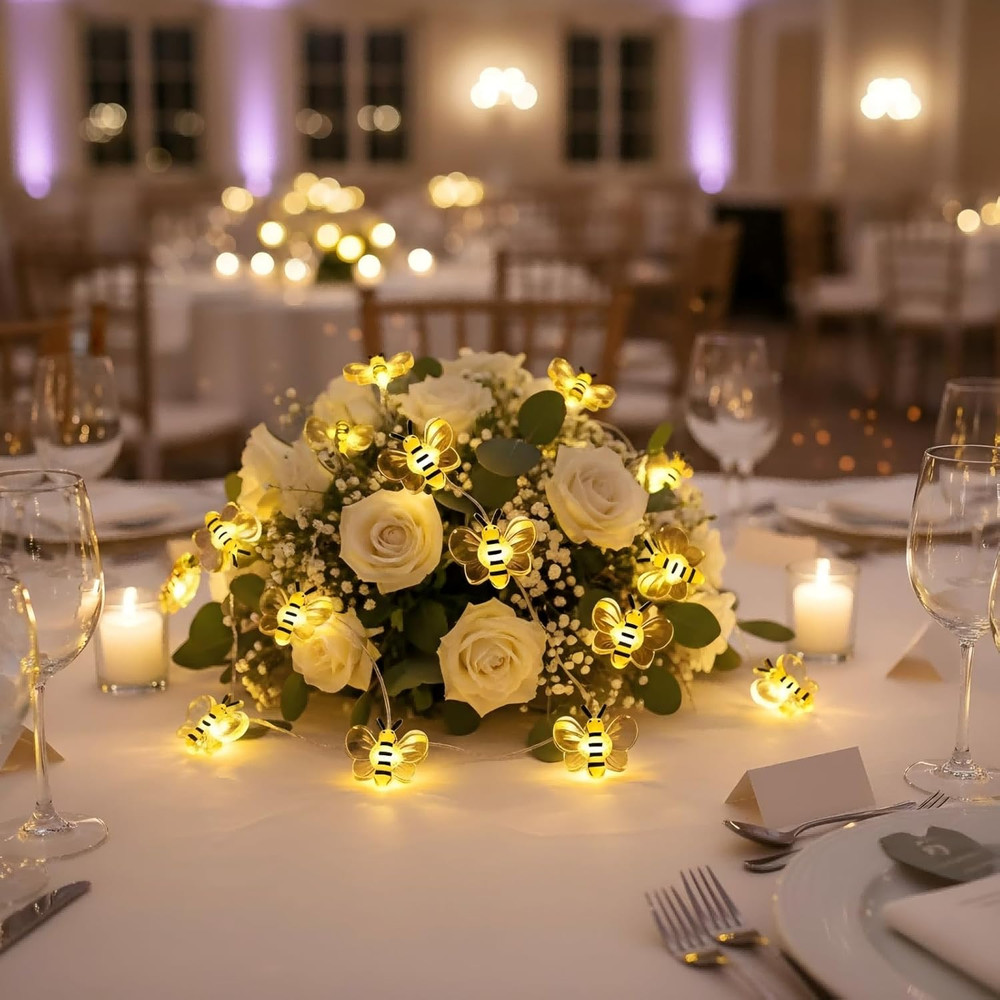 Bee Decor String Lights 10Ft String Light with 30Pcs Honeybee Shaped Led Bulb Ba