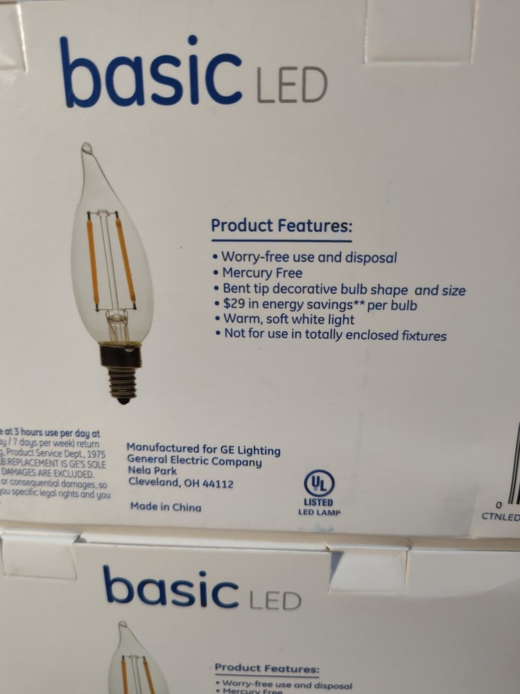 2 Pack 12 Bulbs GE Basic 40W Led Candelabra Base CAC Dimmable Soft White