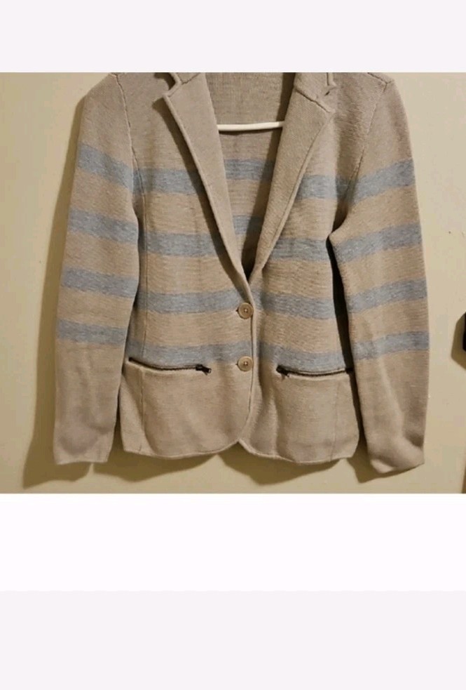 Talbots Size Petite Small Stripe Blazer Sweater Jacket