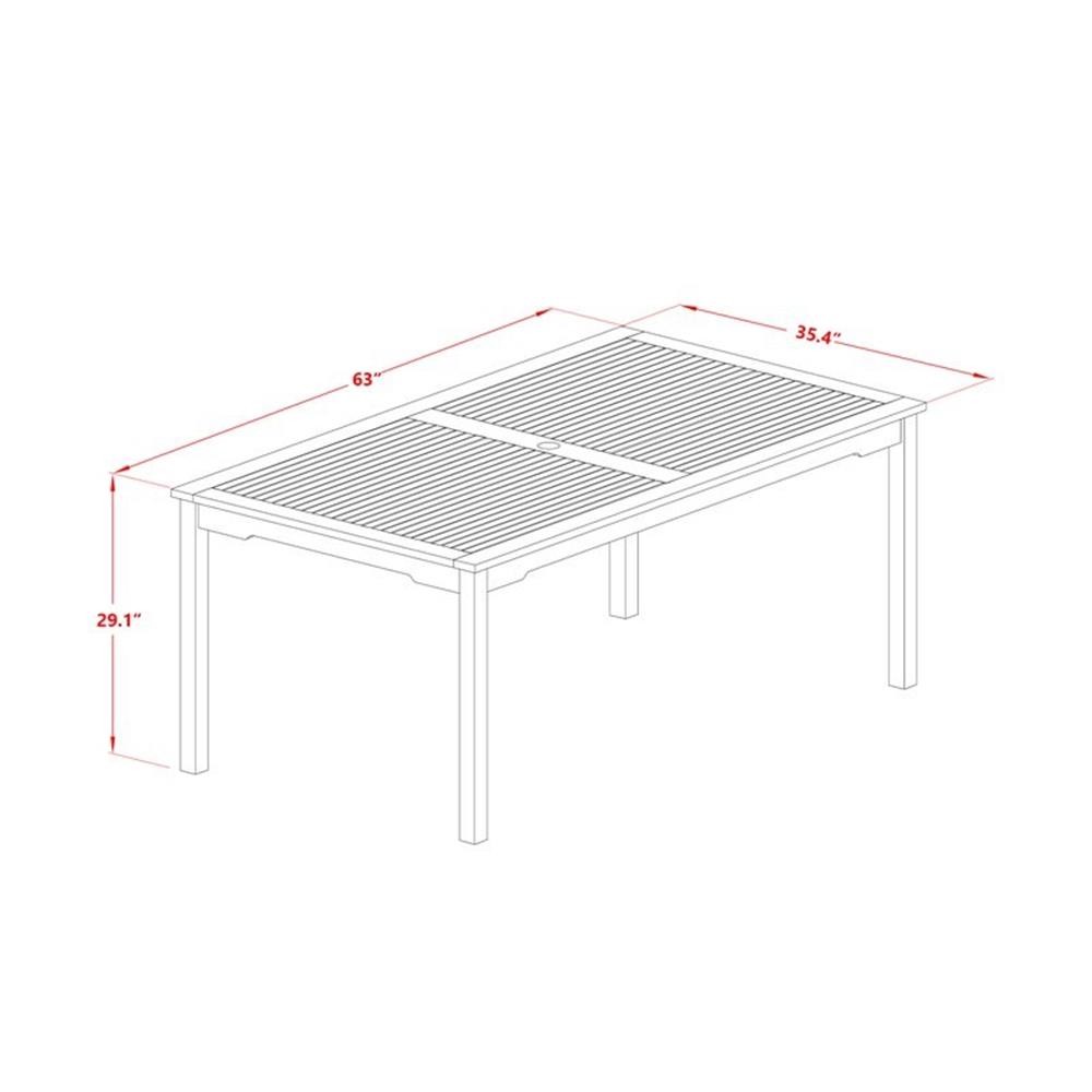 Pemberly Row Rectangular Wood Patio Dining Table in Natural Oil