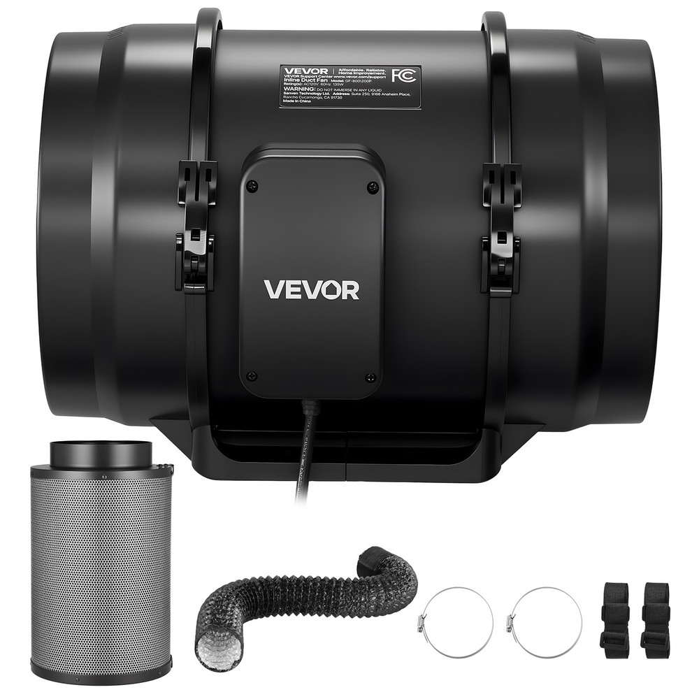 VEVOR 8in Inline Duct Fan 180CFM Ventilation Fan with Filter & Speed Controller