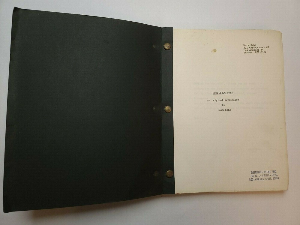 DOODLEBUG DAYS / Mark Saha 1970's Unproduced Screenplay Movie Script