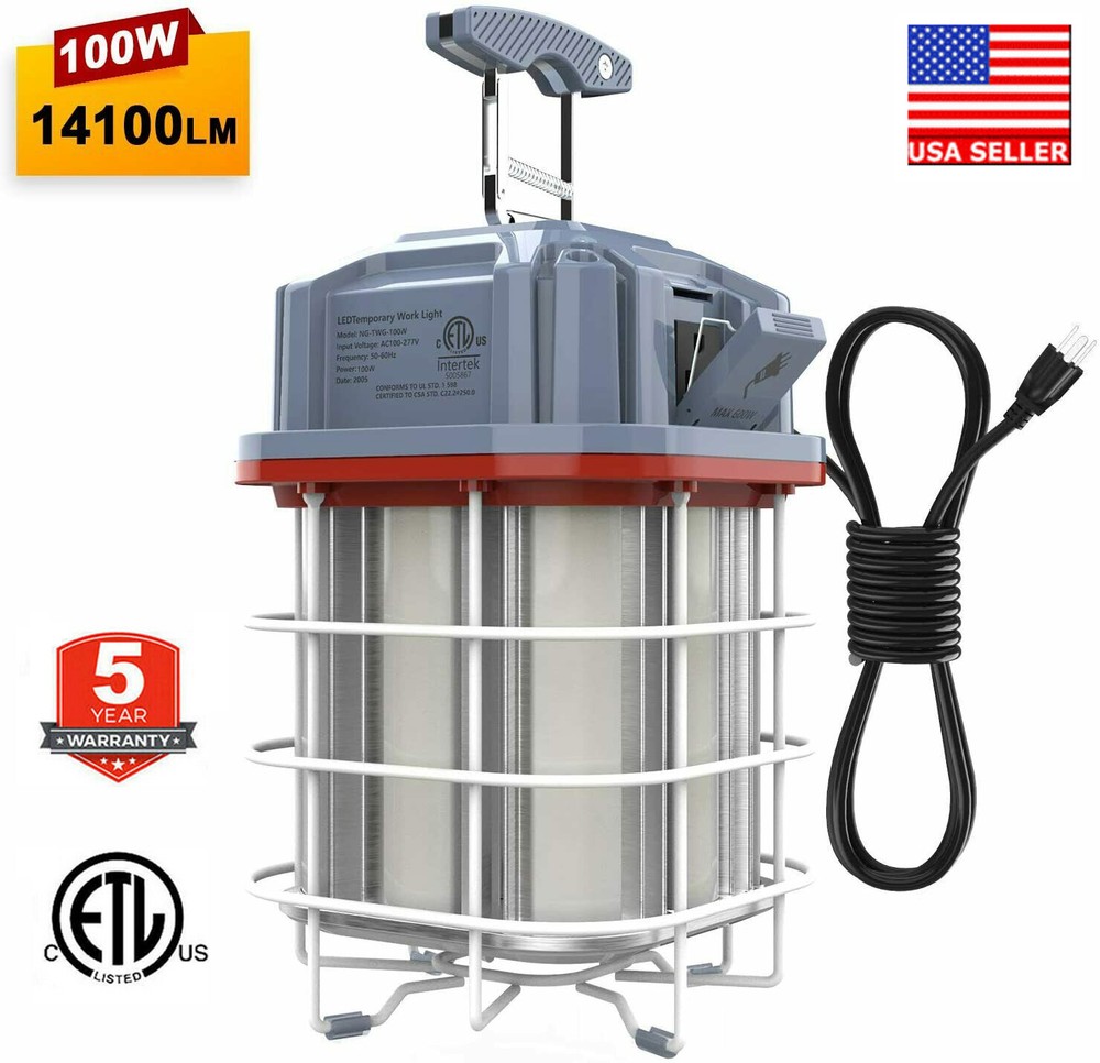 100W LED Temporary Work Light Portable Fixture Linkable Construction Work Light