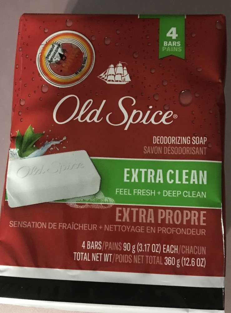 Old Spice Deodorizing Bar Soap Extra Clean Fresh & Deep Clean 3.17 oz. 4 Bars