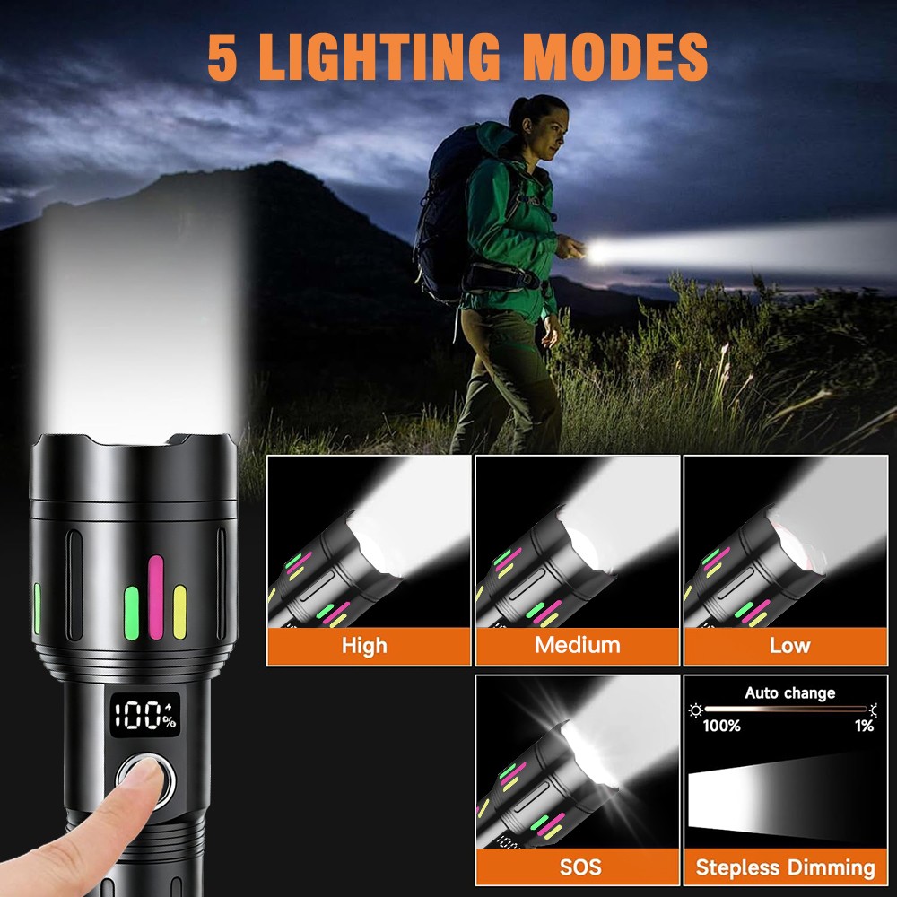 Rechargeable 990000000LM Super Bright LED Flashlight Tactical LED Work Light