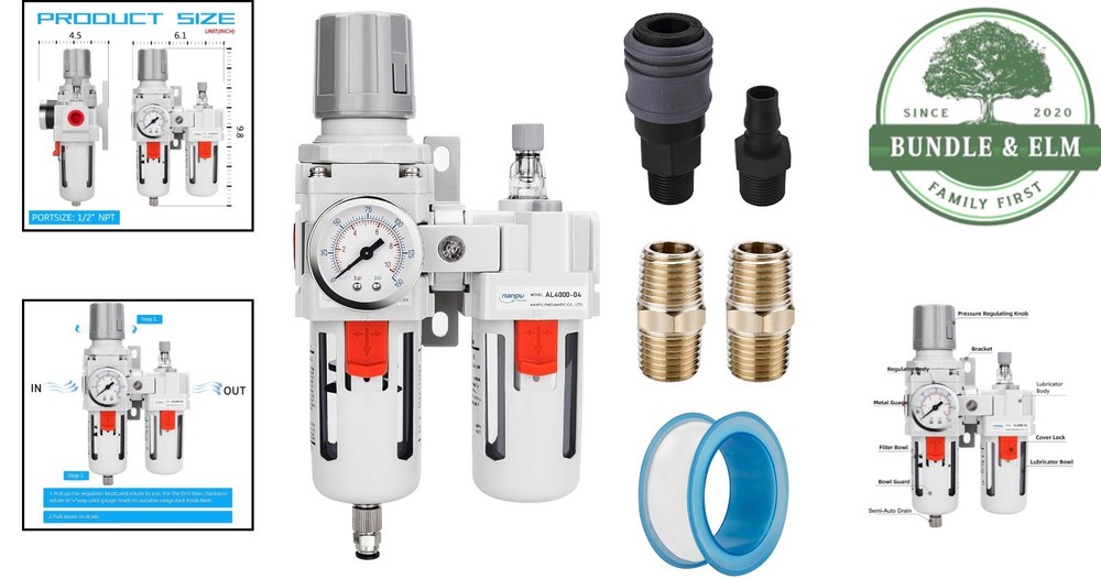 Professional Grade Compressed Air Filter Regulator with Enhanced Tool Longevity