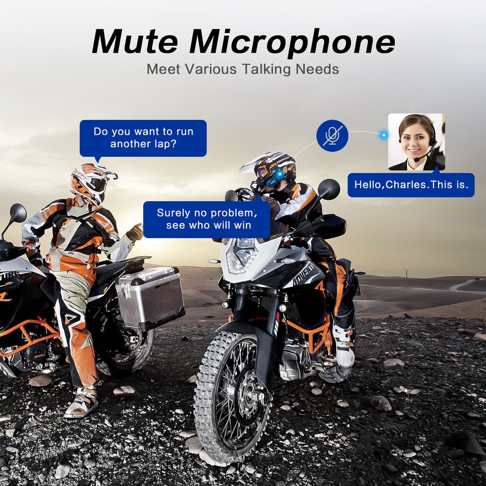 M1-S Plus 8 Riders Group Motorcycle Intercom Helmet Bluetooth Headset 2000m &FM