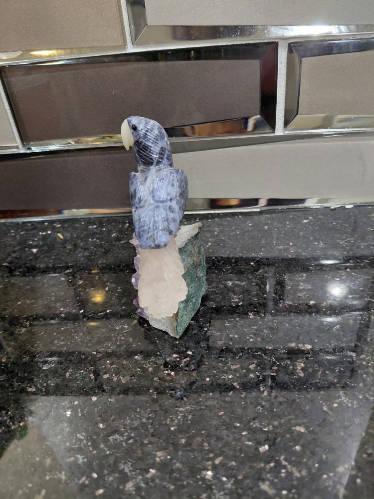Beautiful Stone Bird on Amethyst Base