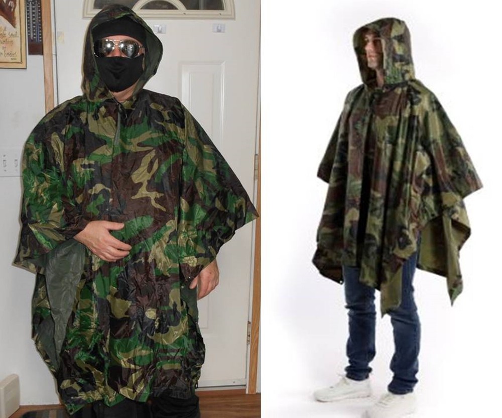 New Camouflage Poncho Raincoat - One Size Fits All.