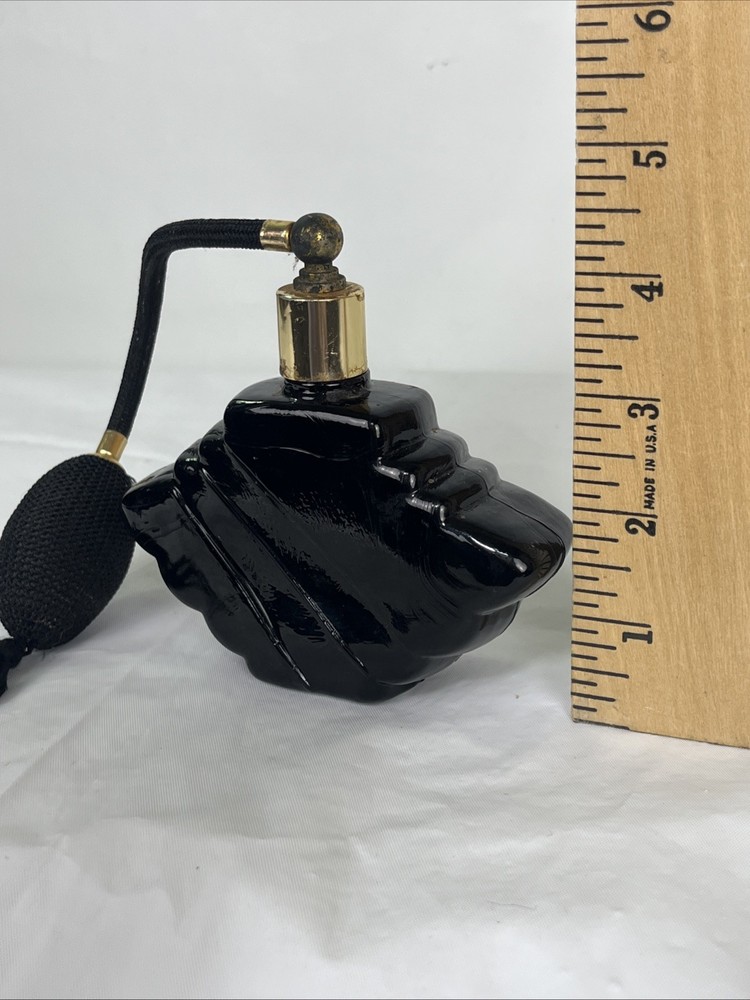 Vintage Art Deco Black Glass Perfume Atomizer