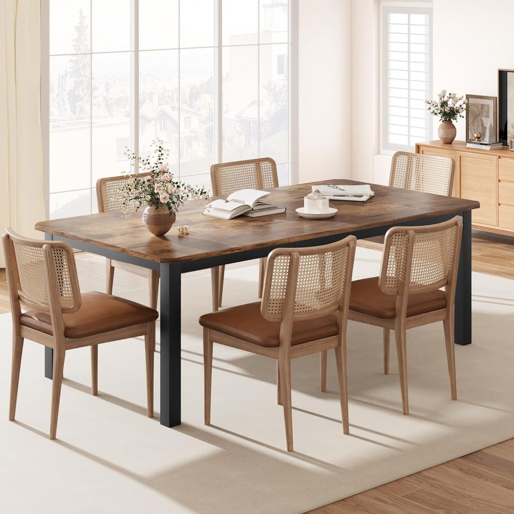 78.7" Long Rectangle Dining Table 6-8 People Industrial Wood Dinner Table Only