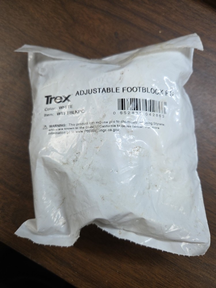 Trex Transcend Adjustable Footblock PC Color WHITE New Item # WTFTBLKPC