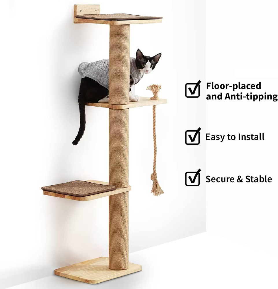 Cat Scratching Activity Tree Wall Mounted, 50 Inch Cats Scratch Post, with Kitte