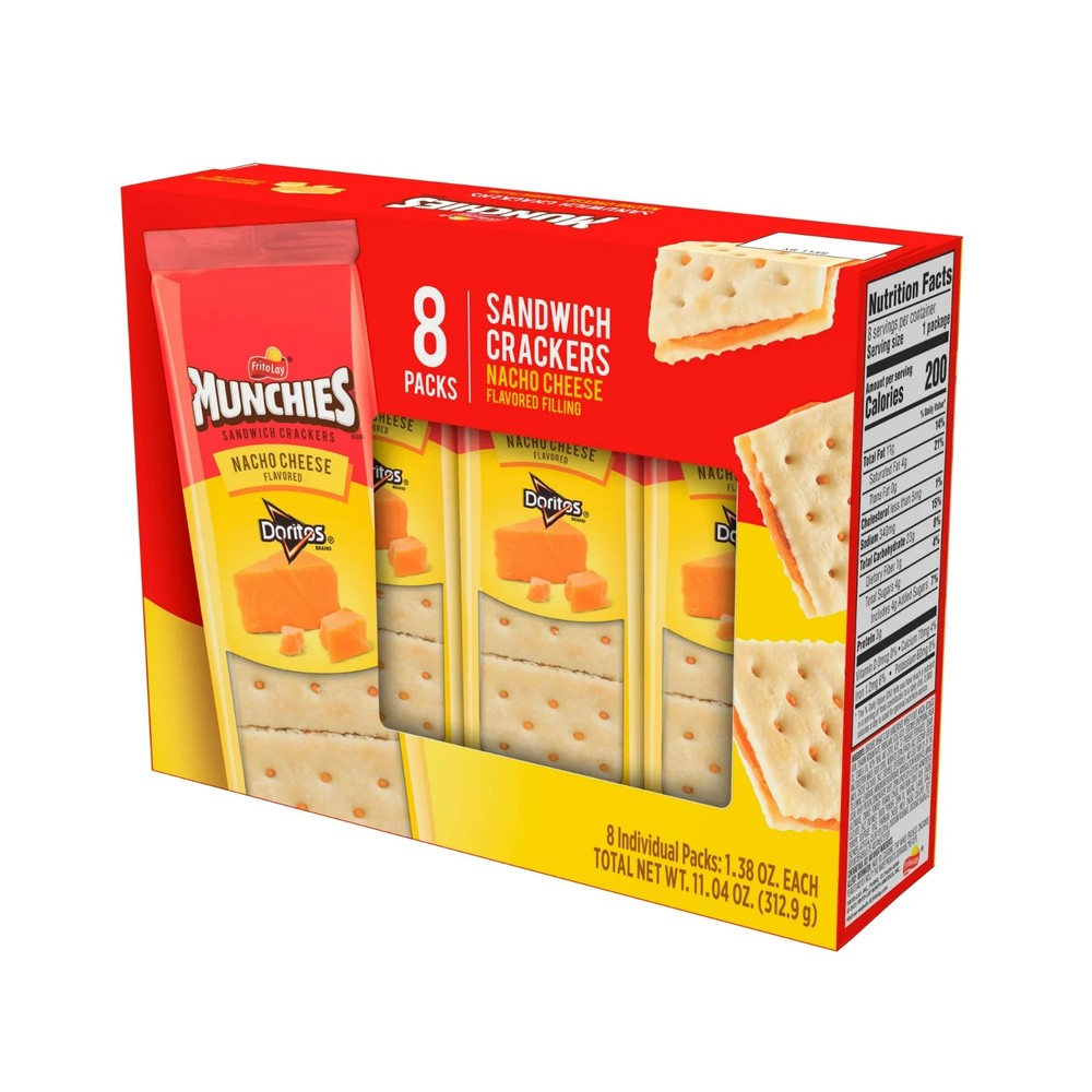 8CT MUNCHIES CRACKERS NACHO CHEESE 11.04OZ
