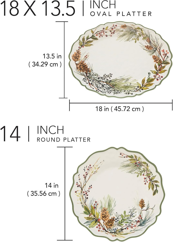 Winters Forest Melamine 2 Pc Platter Serving Set