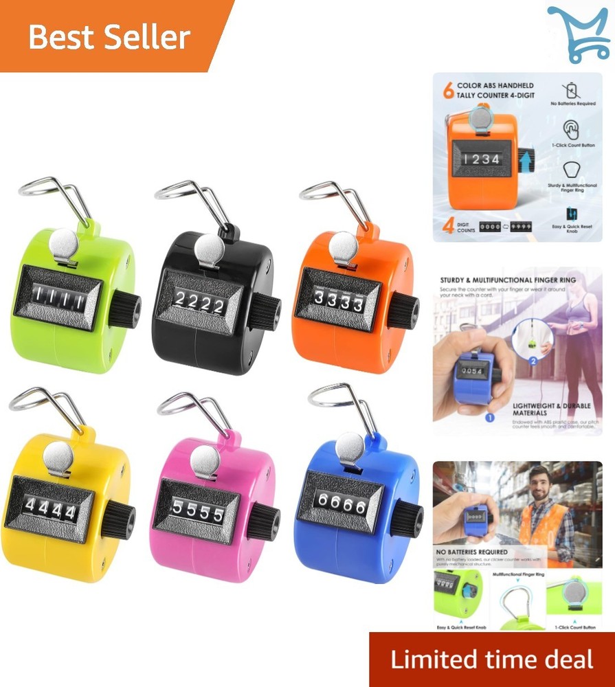 6 Pack Handheld 4-Digit Mechanical Clicker Counter for Coaching Crafts
