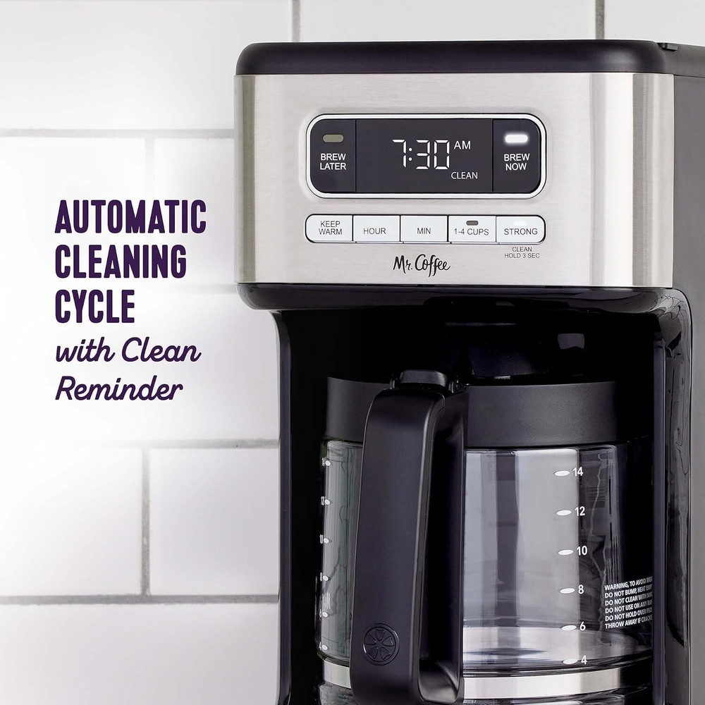 Mr. Coffee 14 Cup Programmable Coffee Maker Stainless Steel Auto Off Keep Warm