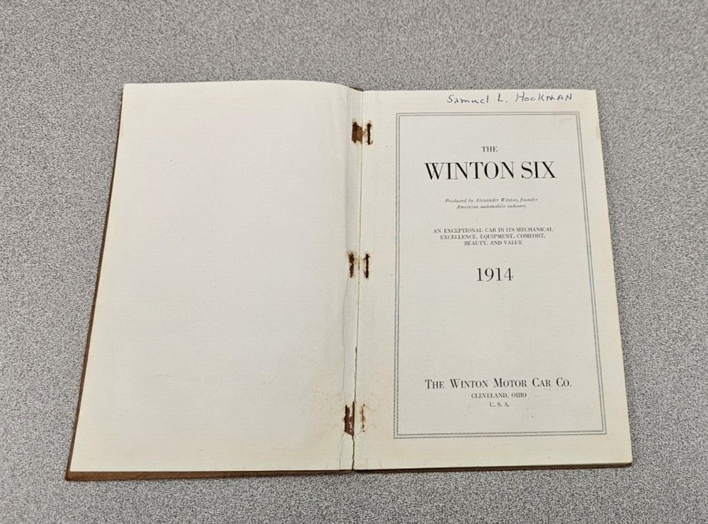 1914 Winton Six Sales Book
