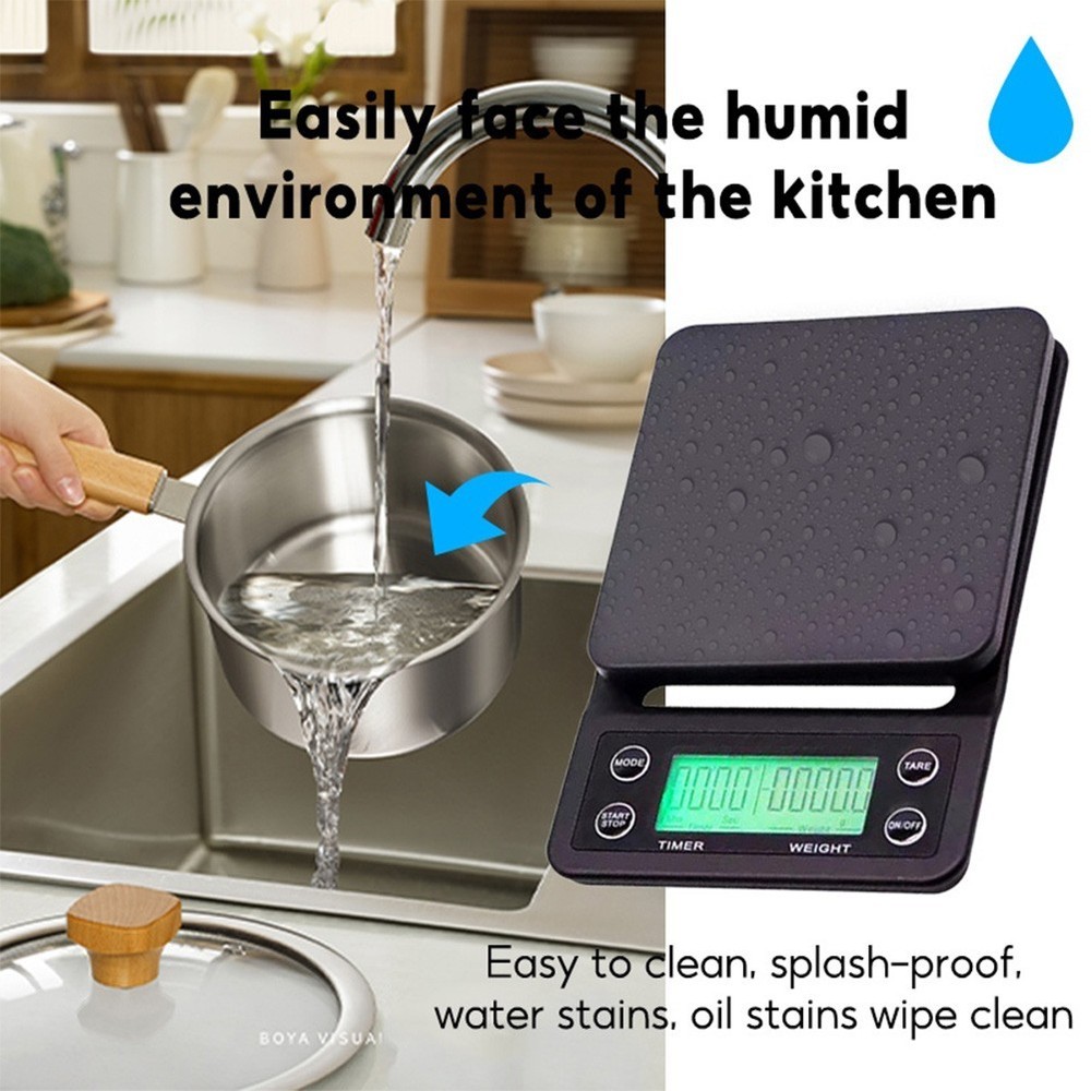 Digital Kitchen Scale 5kg/3kg Coffee Scale with Timer LCD Display High Precision