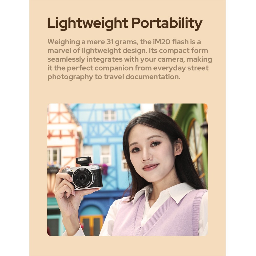 Godox iM20 Mini Camera Flash with Diffuser GN10 USB-C Charging Built-in Battery