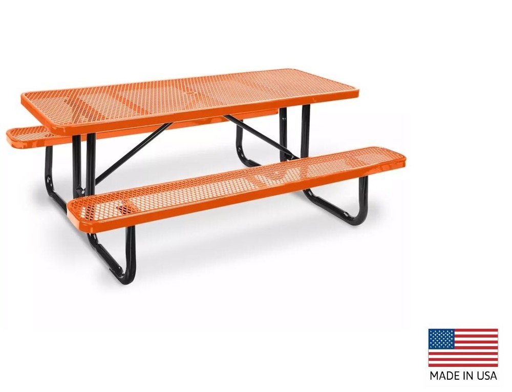 PICNIC TABLE Commercial - All Metal Construction & Steel Frame  6 Ft Rectangular