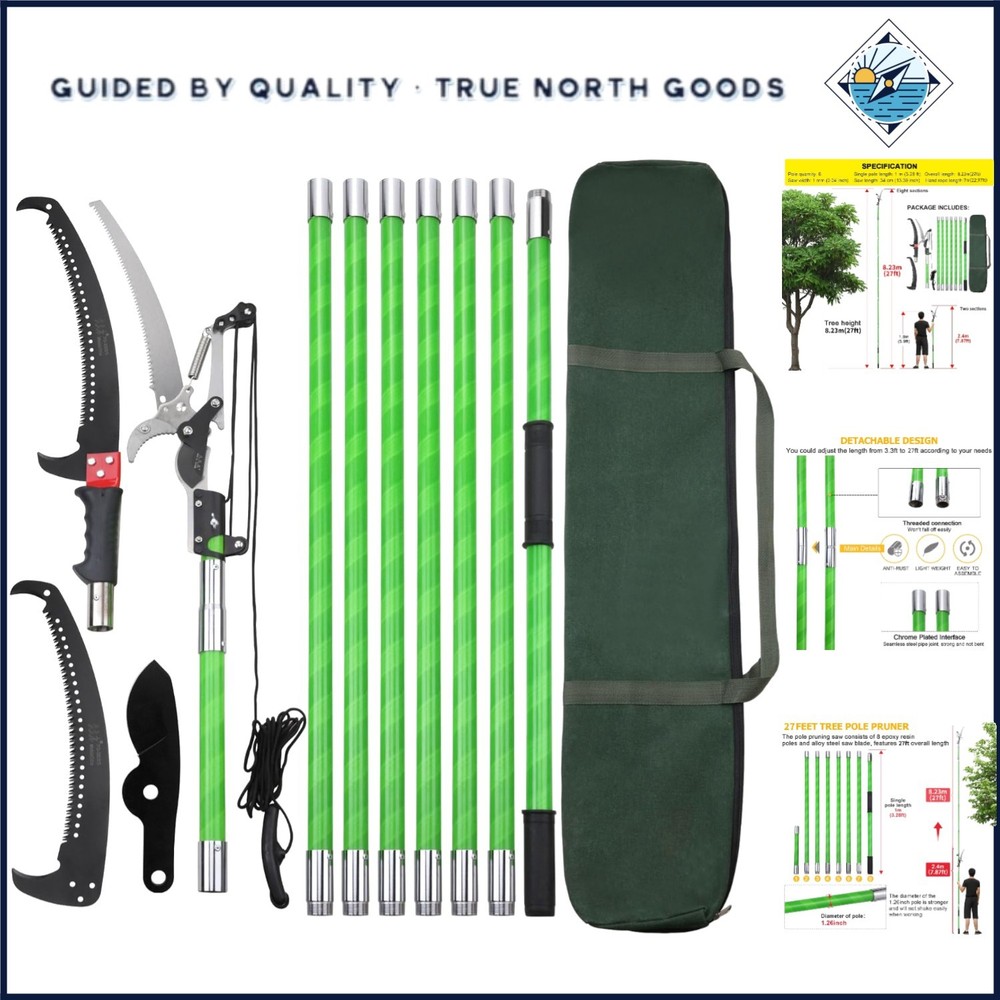 27ft Extendable Tree Pole Pruner for High Branch Trimming and Shearing