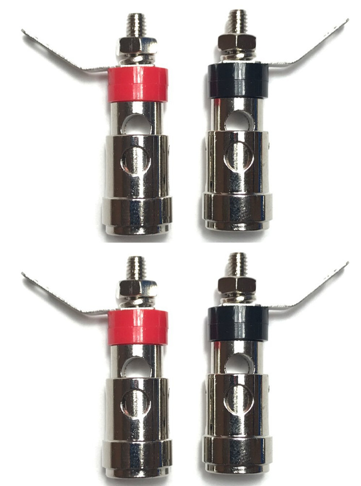 4-Pack Speaker Binding Post Terminals – Spring Loaded Banana Plug Jack Red/Black