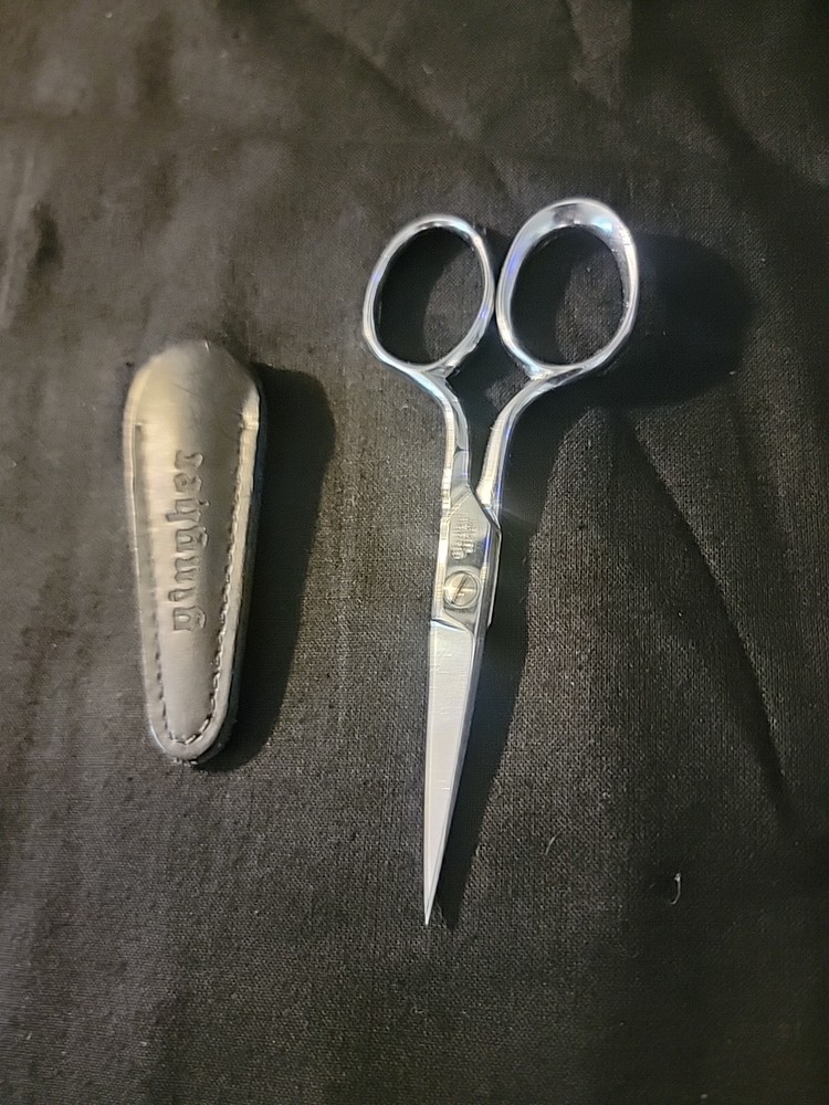 Gingher G-4 ~ 4" Embroidery Scissors W. Leather Sheath