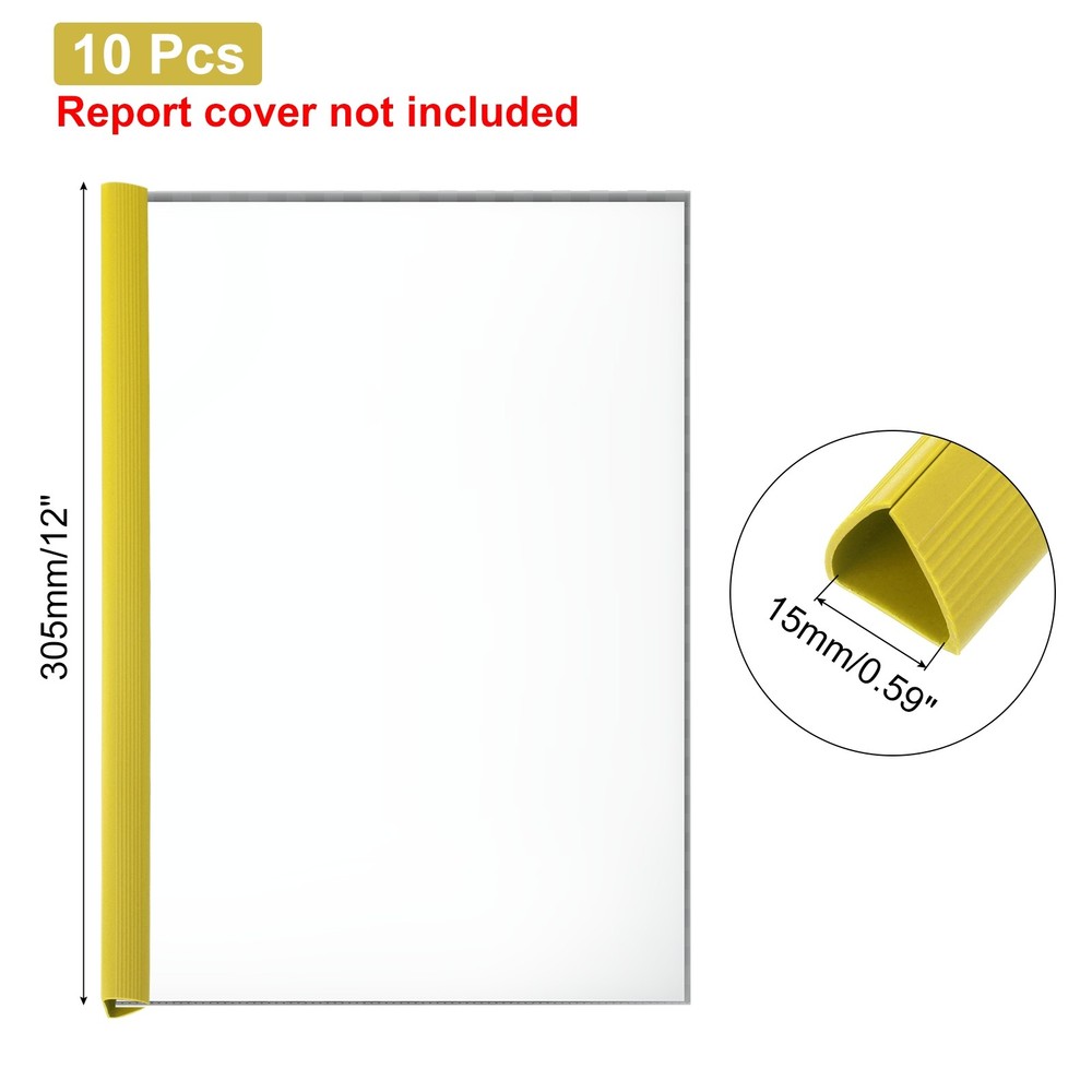 10Pcs Binding Bars, 15mm Binding Bars 120 Sheets Capacity, Yellow