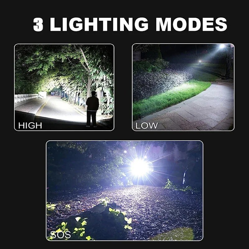99000000LM Super Bright LED Flashlight USB Rechargeable Zoomable Tactical Torch