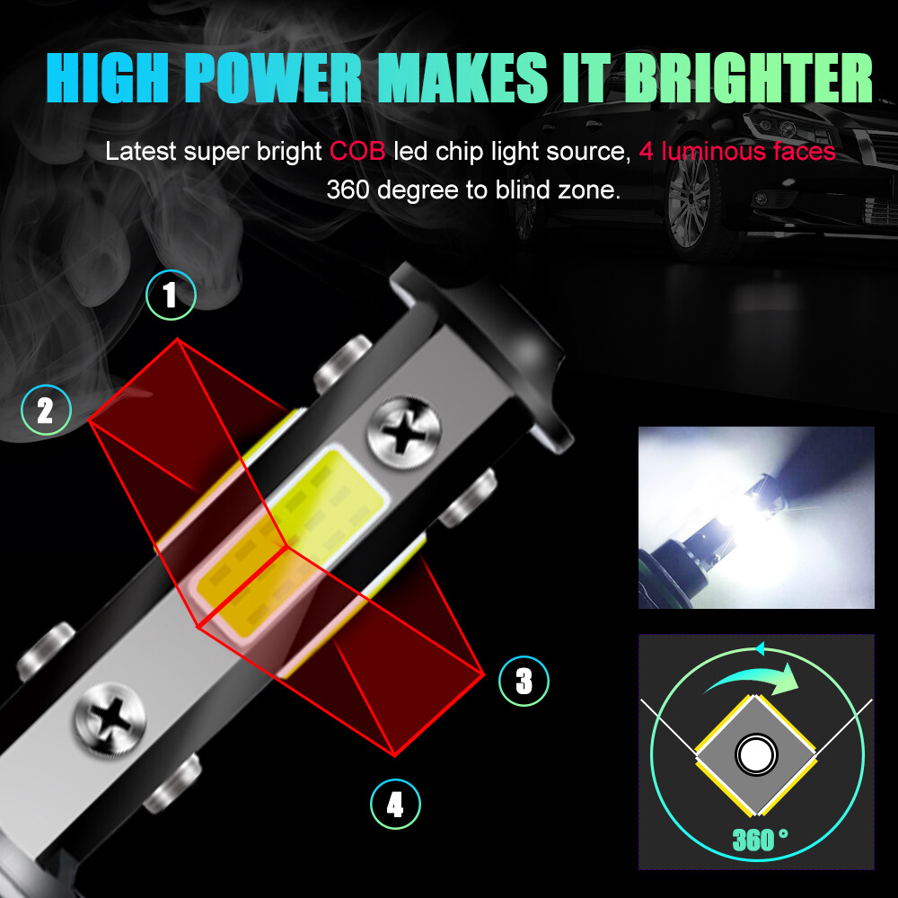 9006 9005 LED Headlight KIT Combo Bulbs 10000K High Low Beam Super Bright White