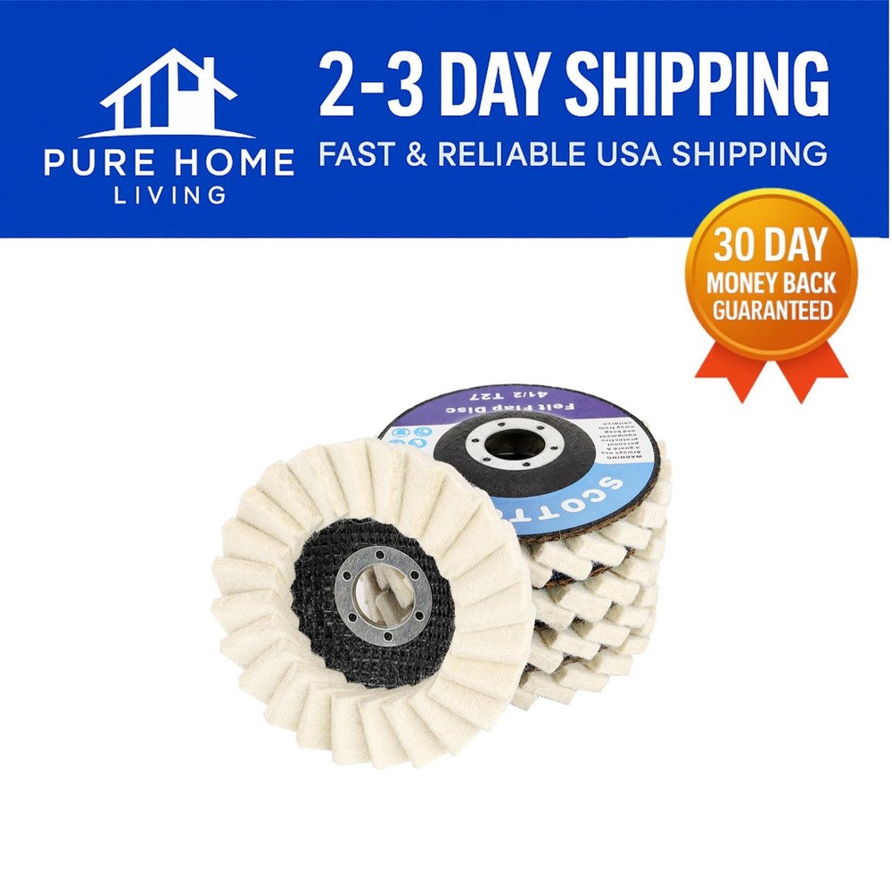 5-Pack Felt Flap Discs 4-1/2" for Ultimate Polishing with Angle Grinders