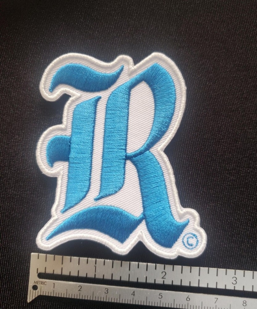 Blue Rice R Patch. Fully Embroidered. Iron On Patch 3"x 2.5"