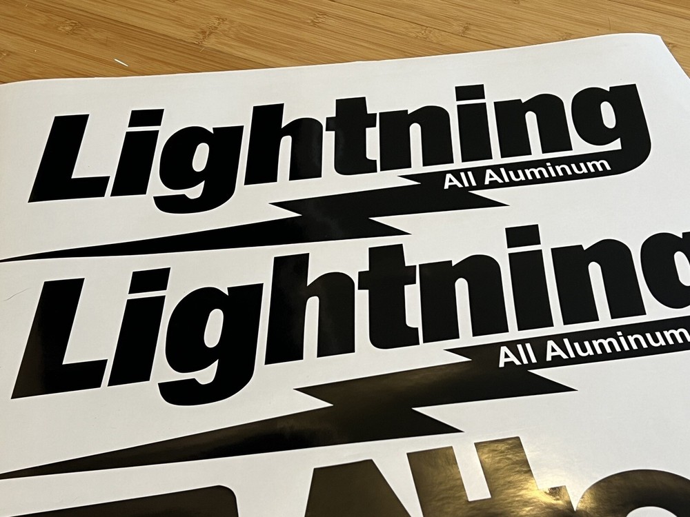 Lightning Aluminum Trailer Decals (Set 2) Black 18” Replacement Stickers Kit