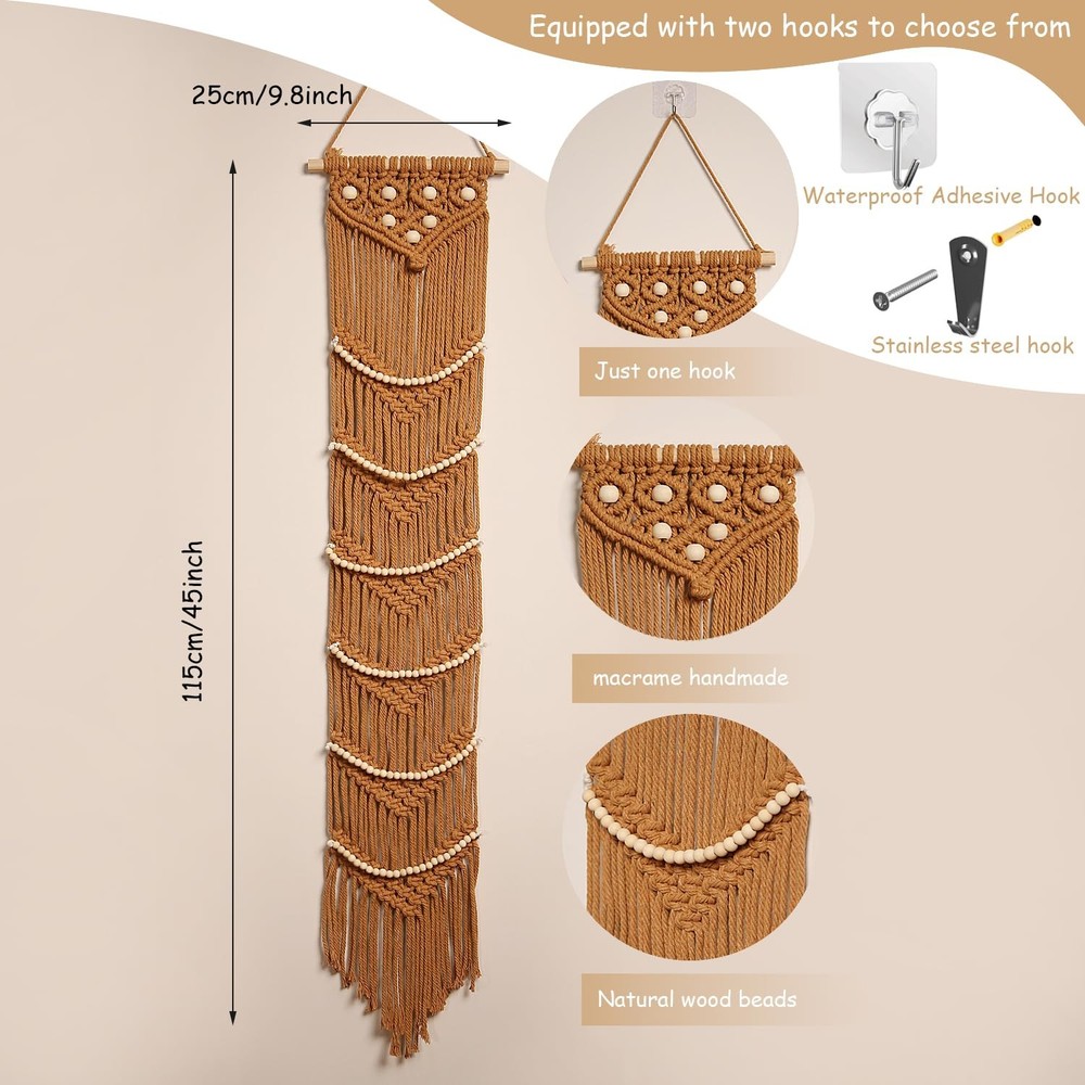 Cap Hanger-1 Pack-Boho Macrame Cap Holder Wall Hat Organizer for Baseball Cap...