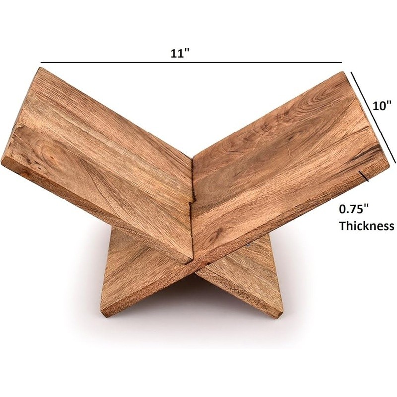 Handmade Mango Wood Decorative Book Holder Stand Kitchen Study Office Display US
