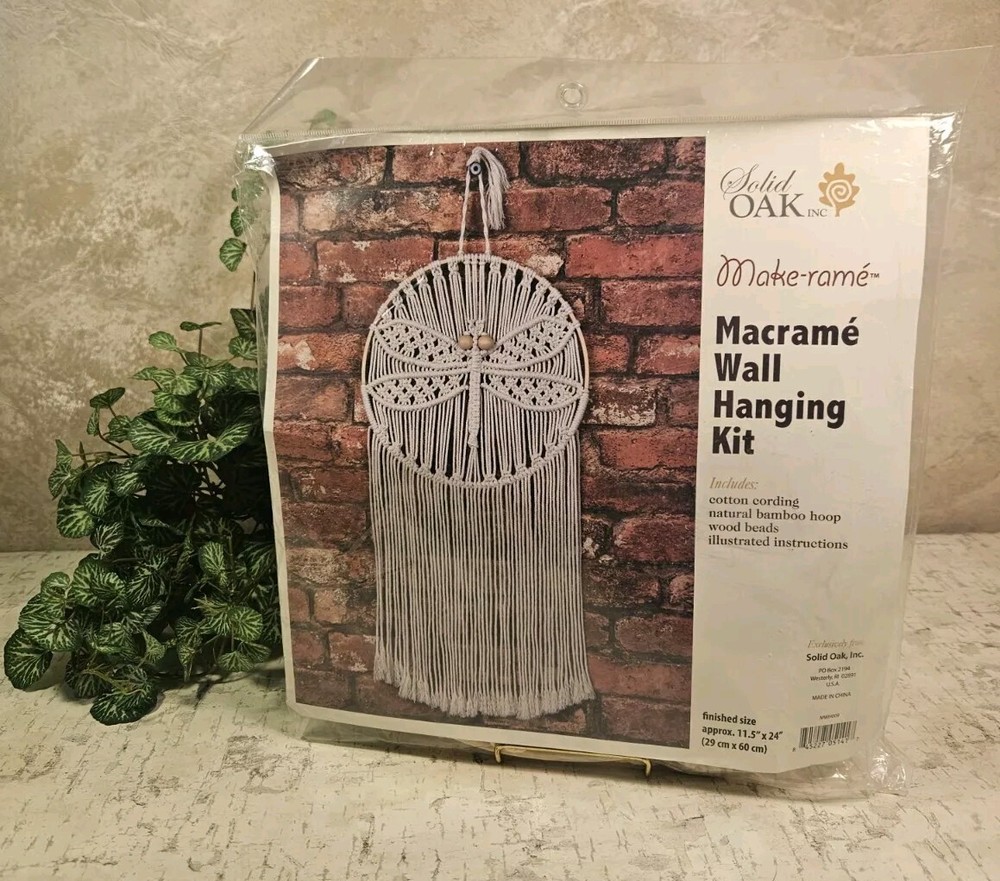 Solid Oak Macrame Wall Hanging Kit-Dragonfly 11.5"×24"