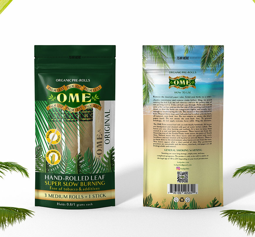 Palm leaf Pack Count 45 medium/Slim Wraps 100% Organic OME - Original