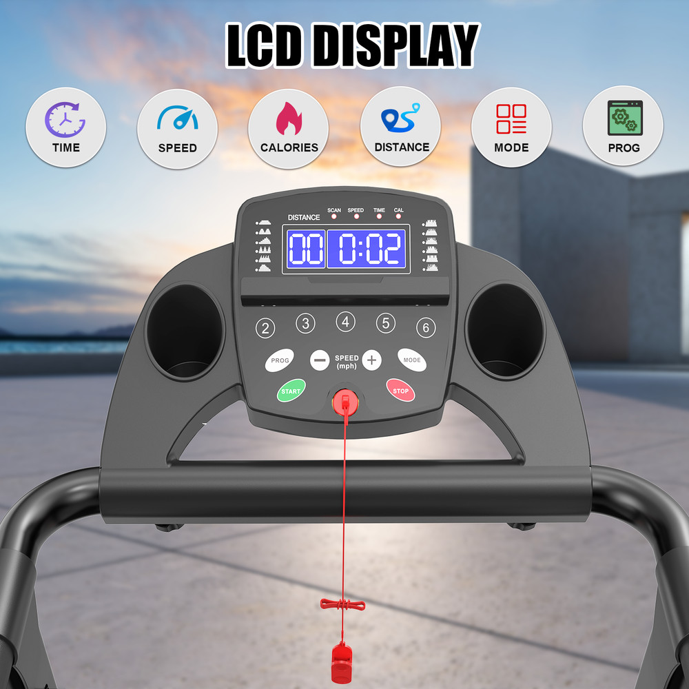 Foldable Treadmill with LED Display & Cup Holder, 0.5-7.5MPH Speed Range