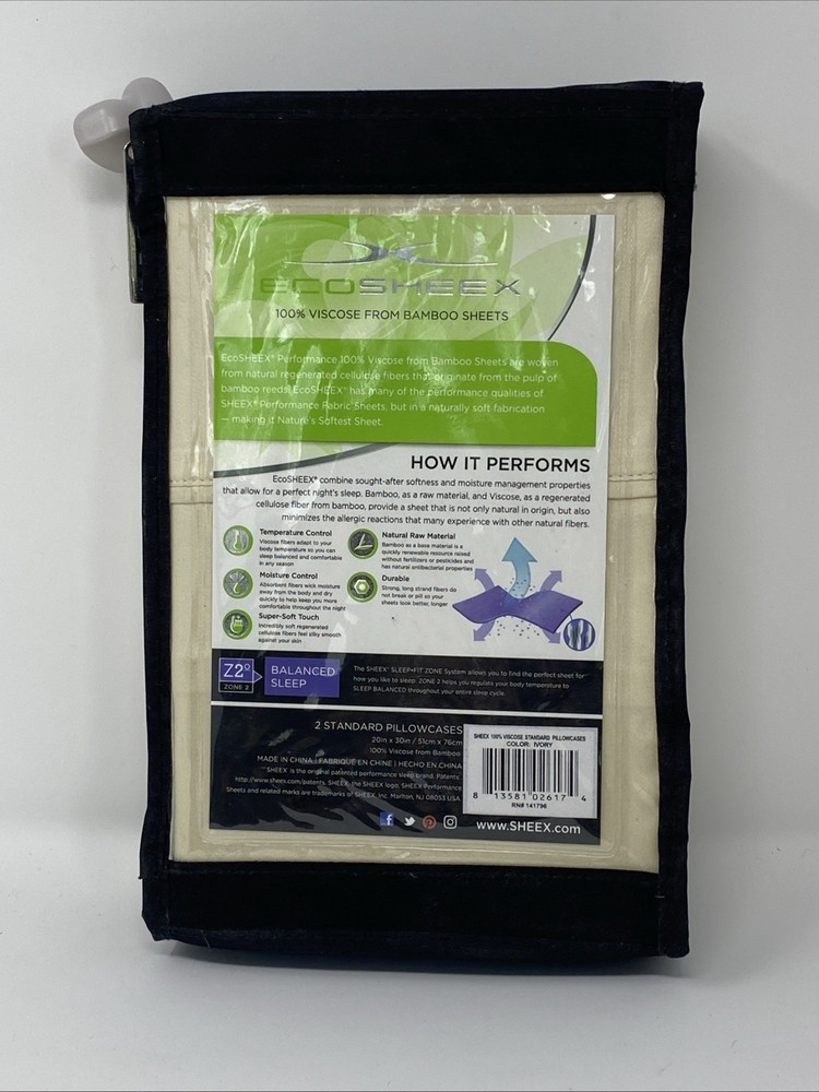 Ecosheex Standard Pillow Case Pair Ivory