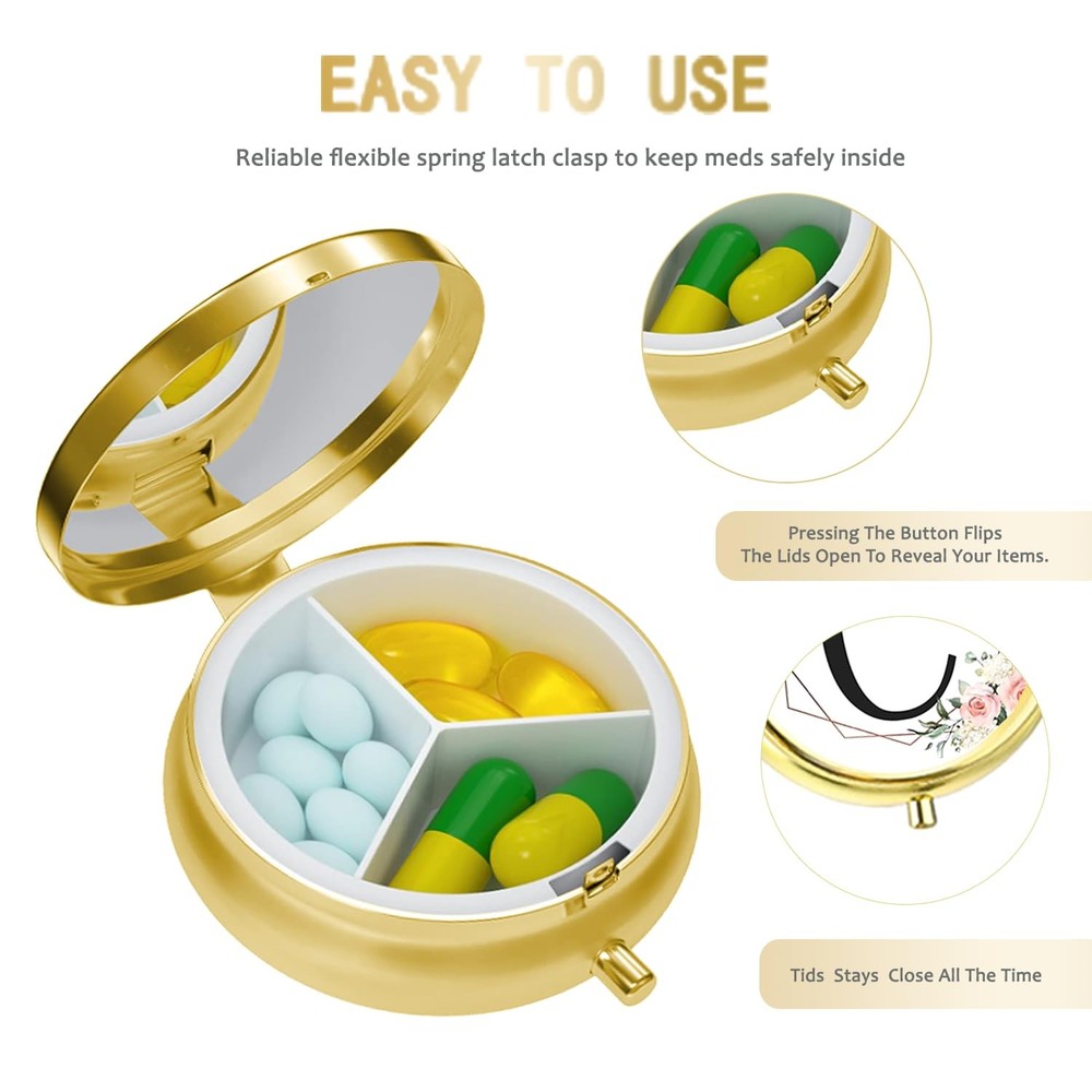 Small Pill Box for Purse Pocket, Personalized Case 3 C