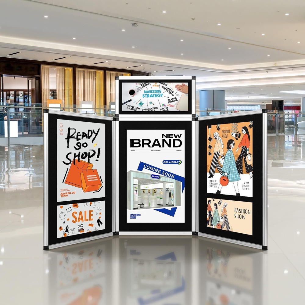3+1Panel Header TradeShow Display Presentation TabletopDesktop Large Metal Frame