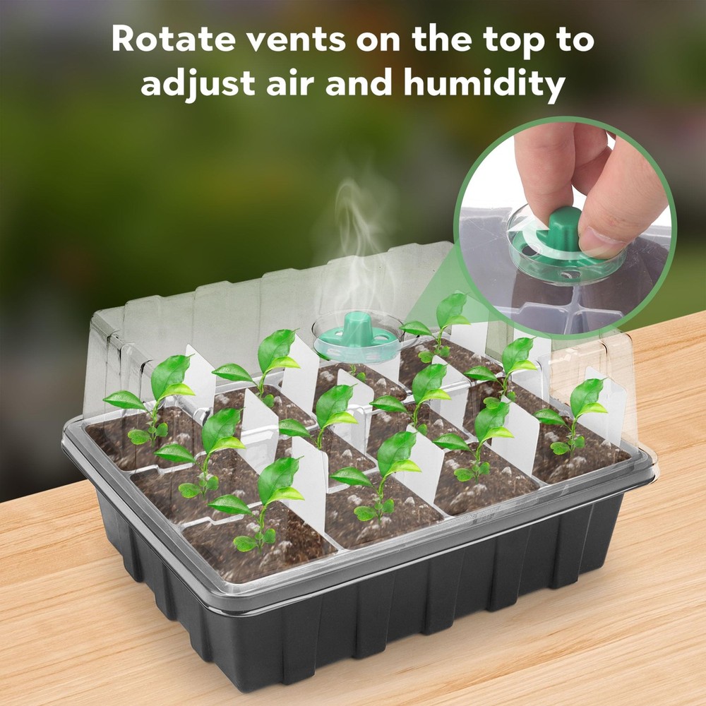 -5 Pack Plant Trays with 60pcs Puller Reusable, Starter Tray for Lettuce Seed...